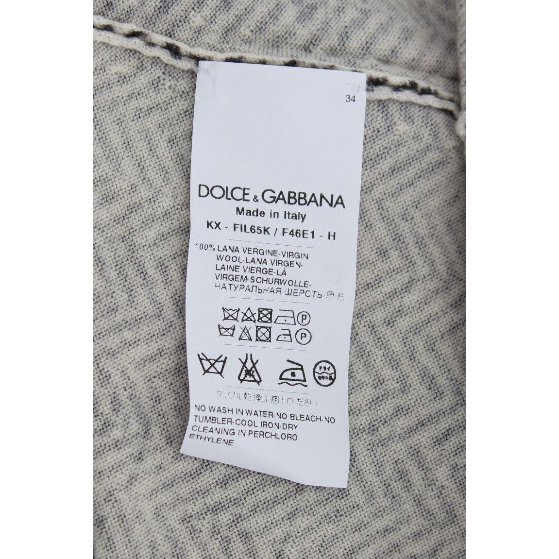 Dolce & Gabbana Elegant Black and White Wool Cardigan Dolce & Gabbana