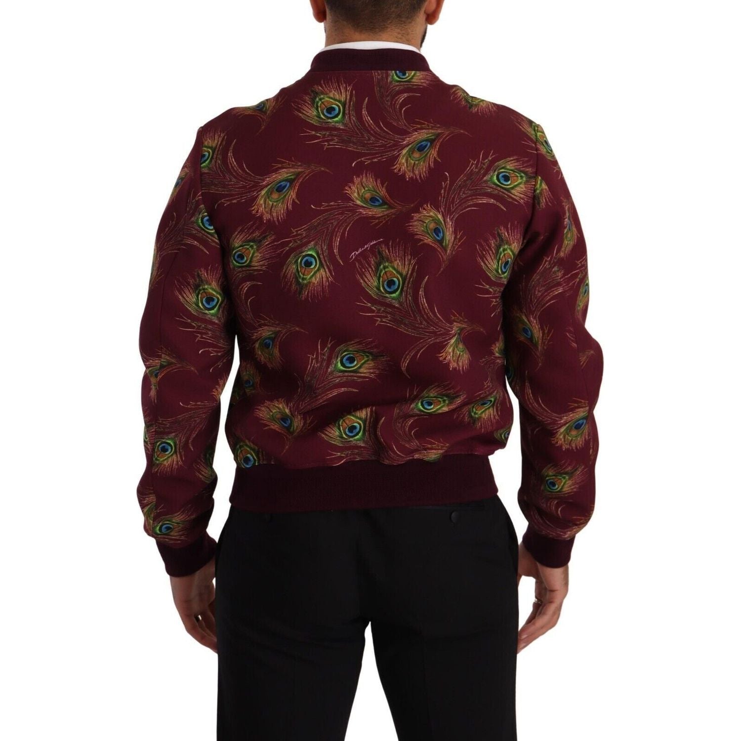 Dolce & Gabbana Red Peacock Polyester Stretch Full Zip Jacket
