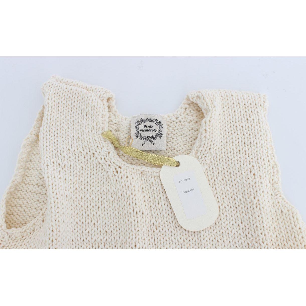 PINK MEMORIES Beige Cotton Blend Knitted Sleeveless Sweater