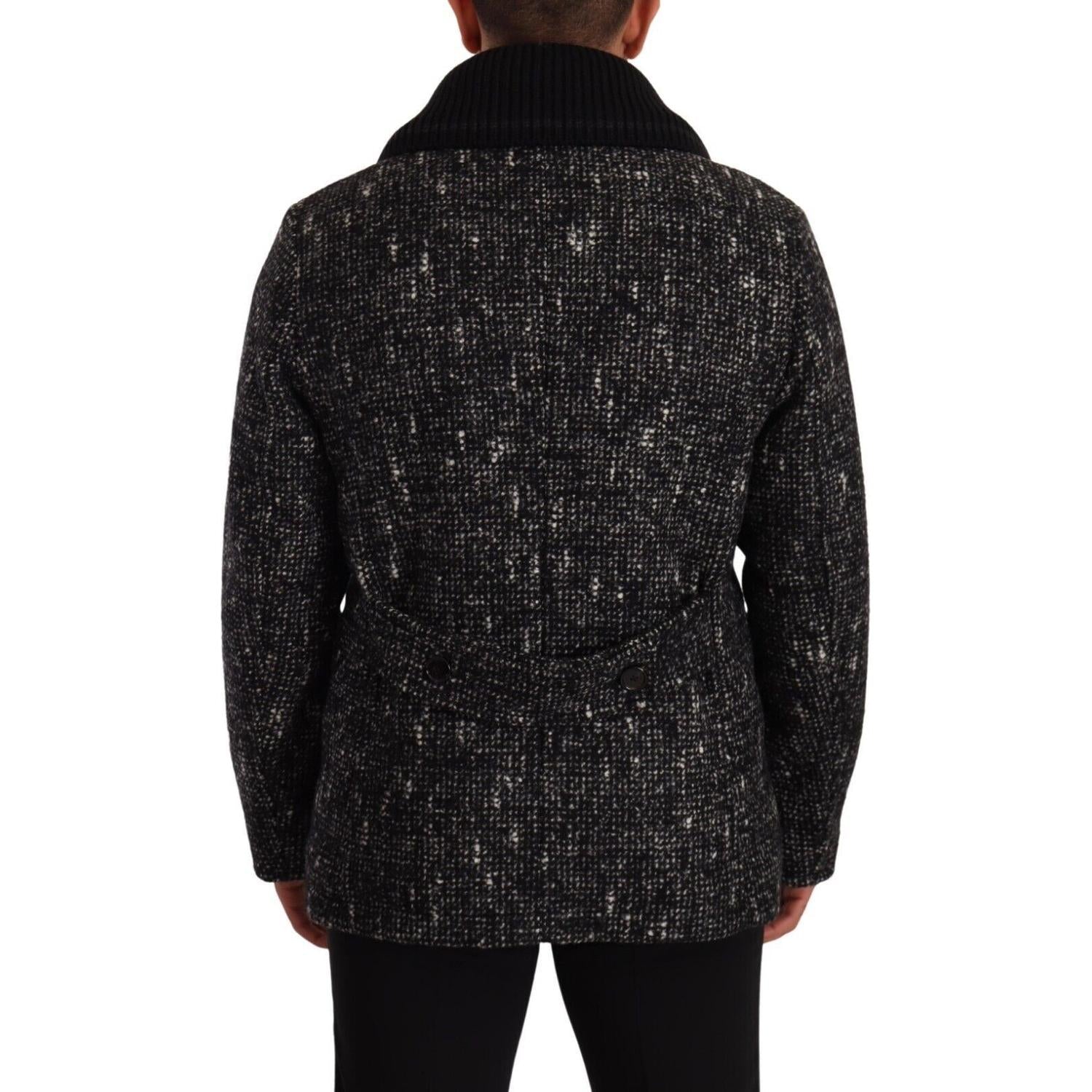 Dolce & Gabbana Black Wool Double Breasted Coat Men Jacket