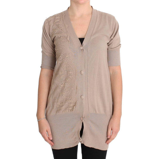 PINK MEMORIES Pink Lace Cotton Cardigan Sweater 1728,67345645728,Cardigans - Sweaters - Clothing,Clothing,IT44|L,Material: 100% Cotton,New with tags,Pink,PINK MEMORIES,Sweaters - Clothing,Sweaters - Women - Clothing,Women,Women - Clothing