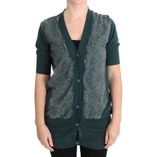 PINK MEMORIES Green Lace Cotton Cardigan Sweater 1728,67345645728,Cardigans - Sweaters - Clothing,Clothing,Green,IT44|L,IT46|XL,Material: 100% Cotton,New with tags,PINK MEMORIES,Sweaters - Clothing,Sweaters - Women - Clothing,Women,Women - Clothing