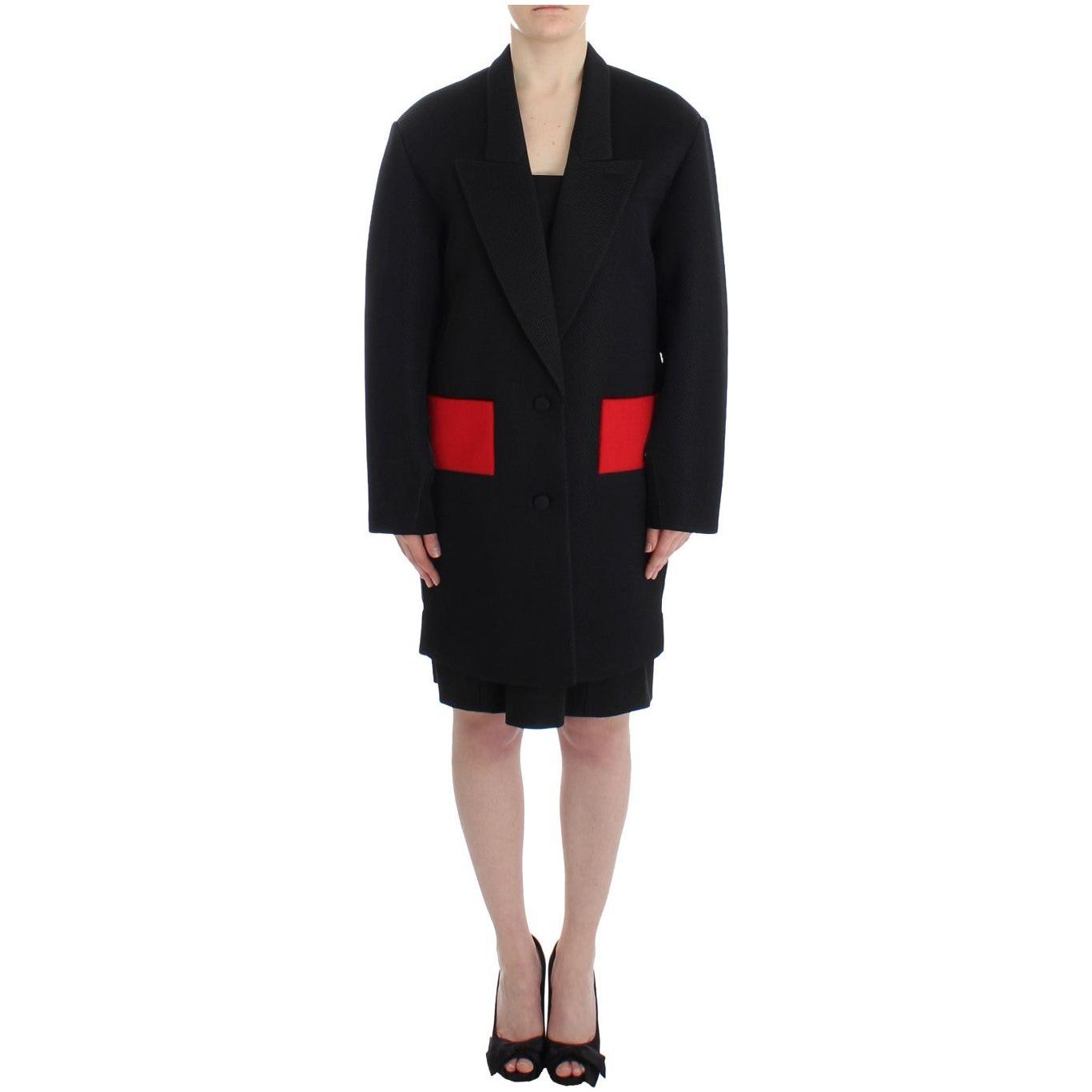 KAALE SUKTAE Black Coat Trench Long Draped Jacket Blazer