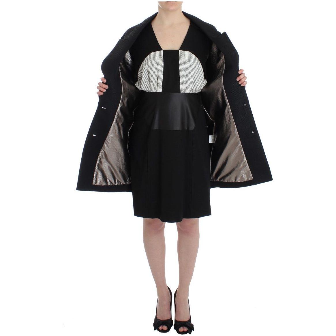 KAALE SUKTAE Elegant Draped Long Coat in Black with Red Accents Blazer Jacket KAALE SUKTAE