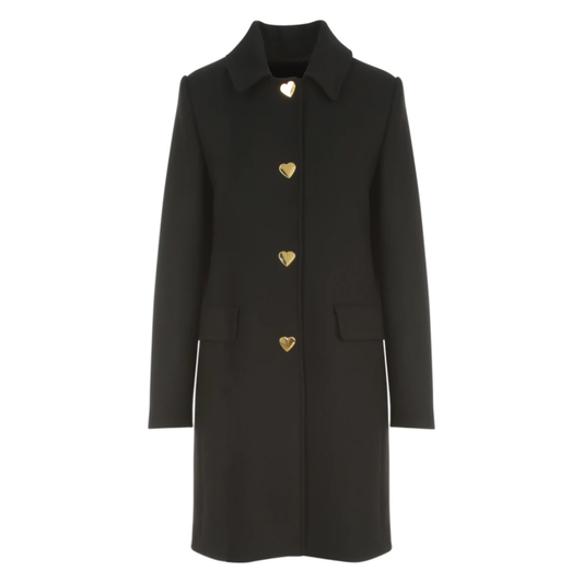 Love Moschino Black Wool Women Coat Love Moschino