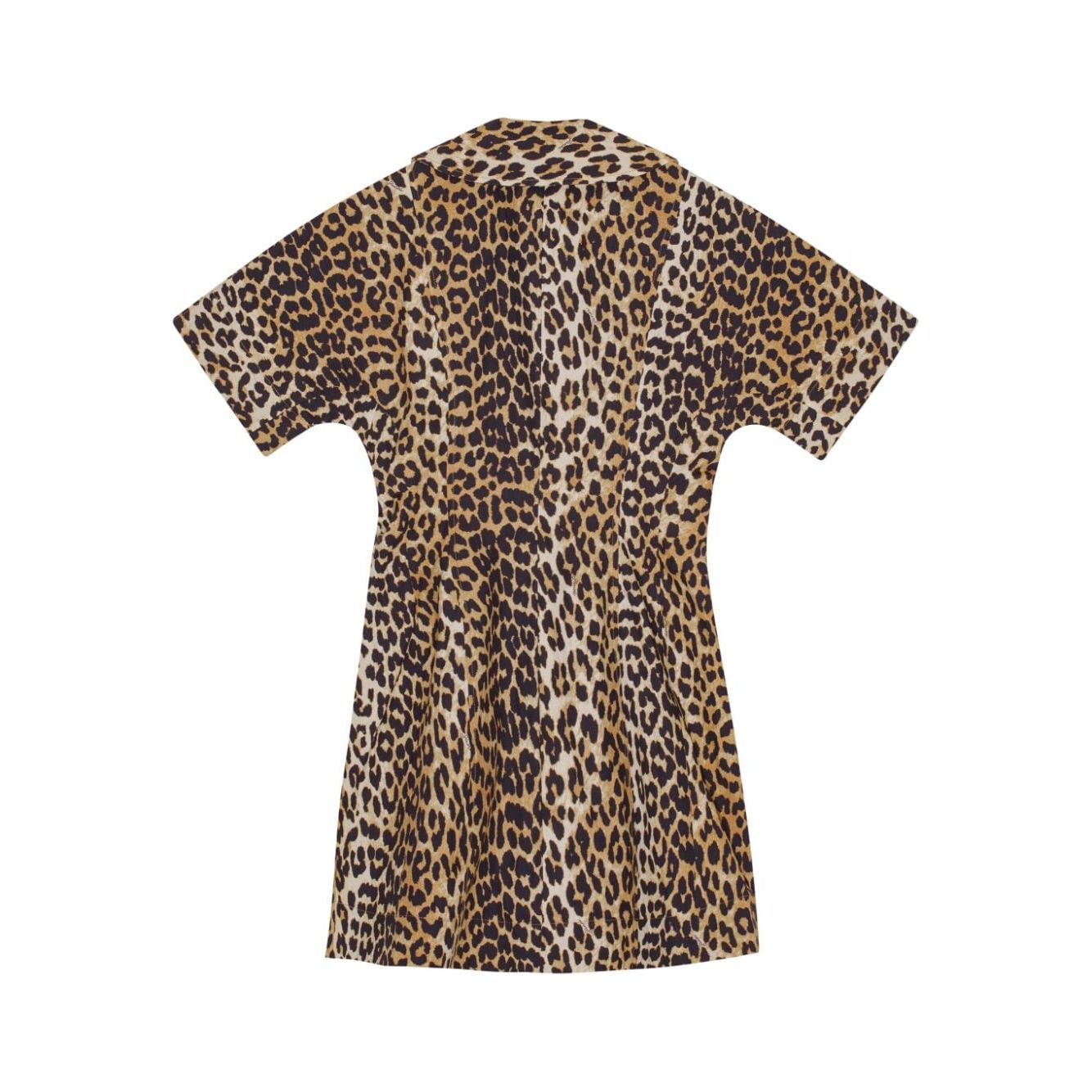 Ganni leopard print cotton wrap mini dress Dresses Ganni