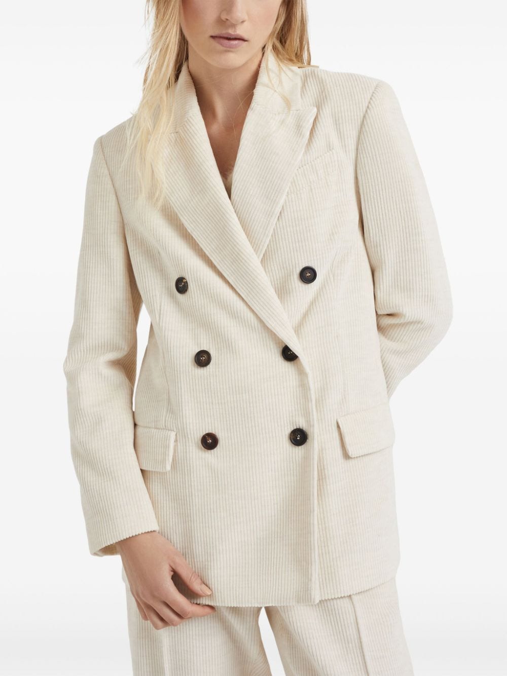 Brunello Cucinelli corduroy peak lapels double-breasted Jackets Ivory Jackets Brunello Cucinelli