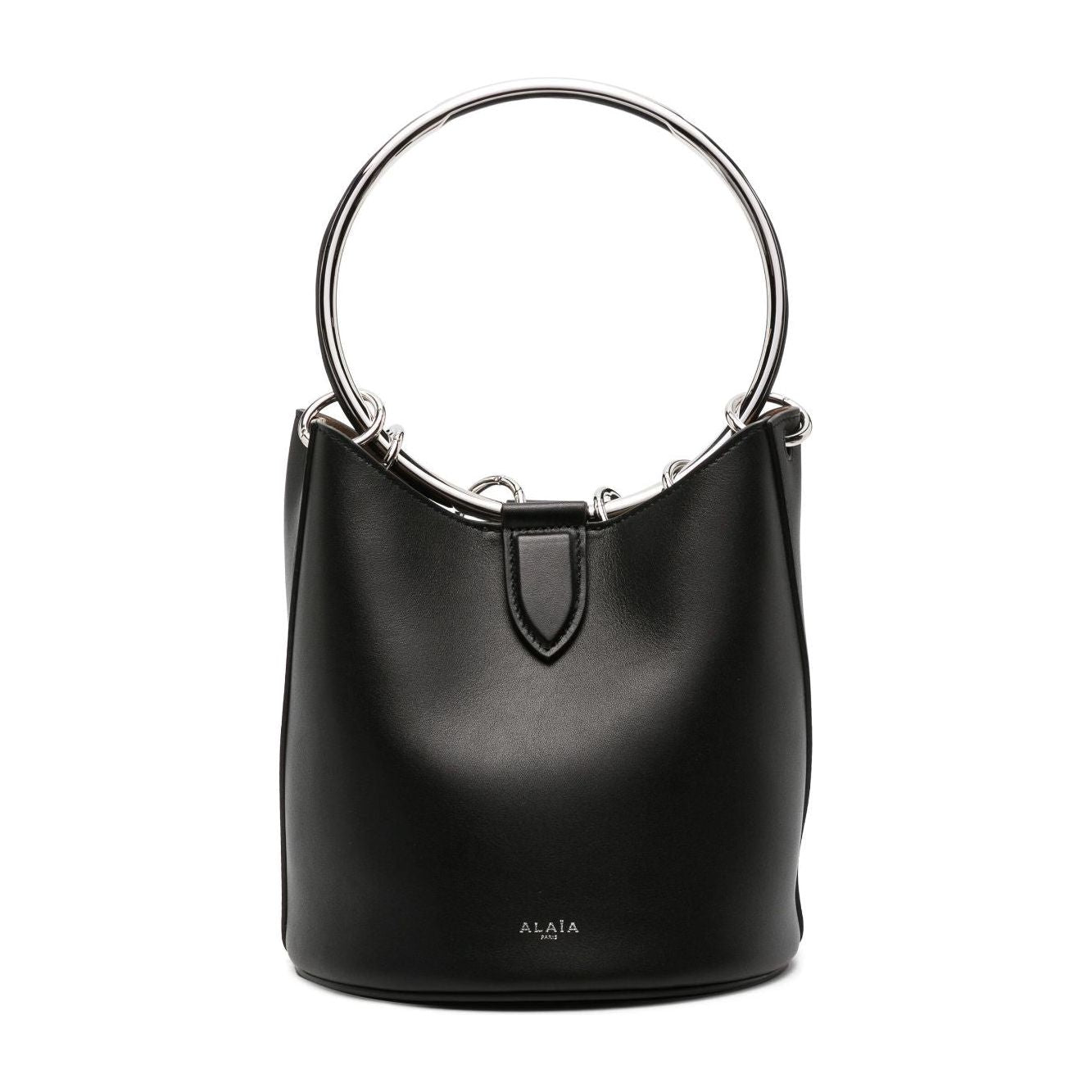 Alaia black calf leather smooth grain bucket body ring Bag Shoulder Alaia