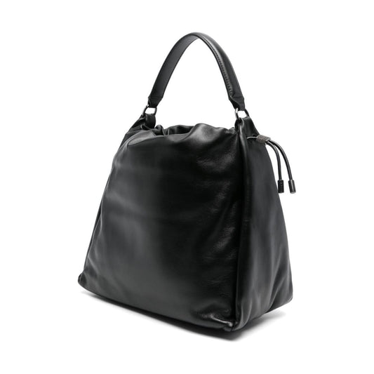 Brunello Cucinelli Mellow Bucket Leather Bag Black Shoulder Brunello Cucinelli