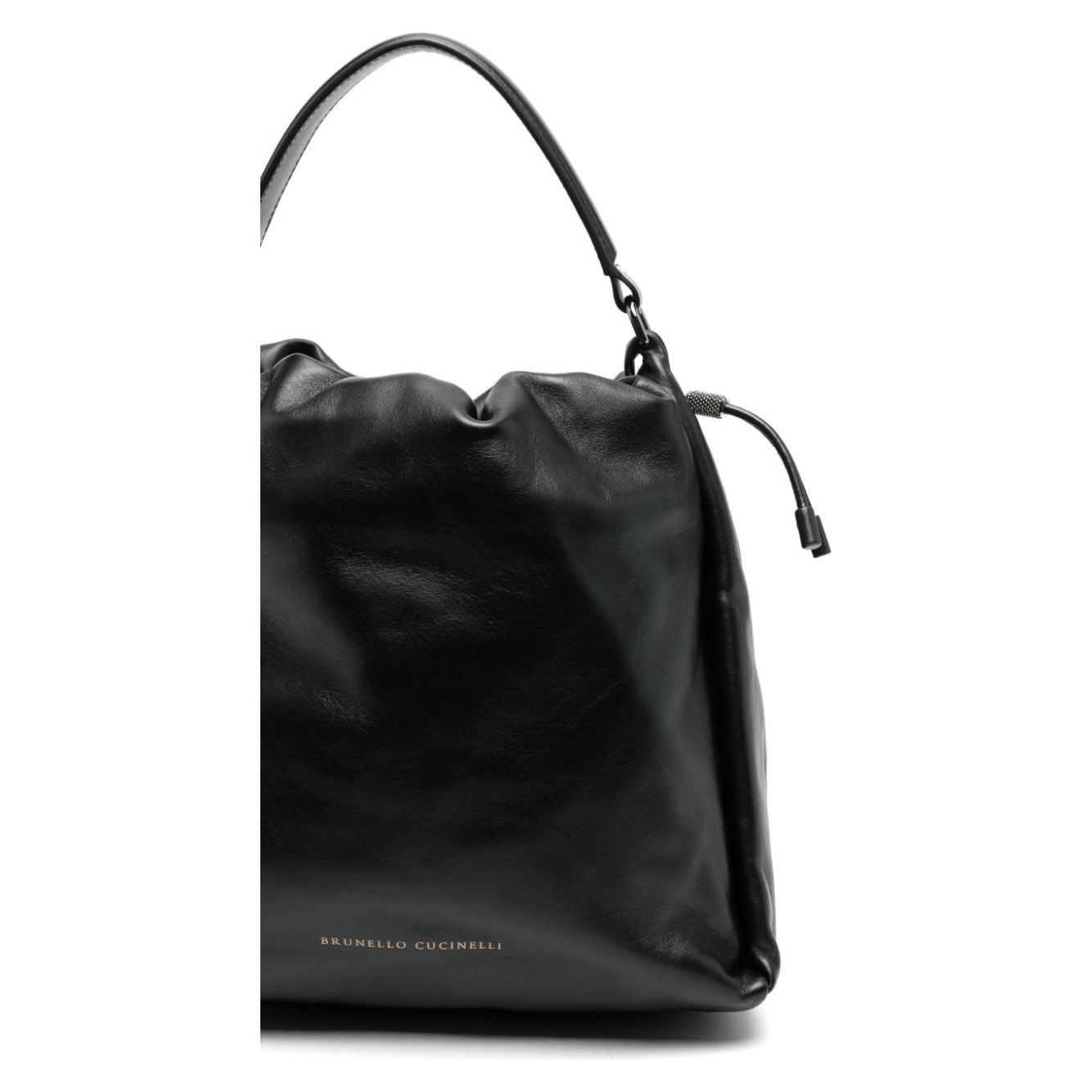 Brunello Cucinelli Mellow Bucket Leather Bag Black Shoulder Brunello Cucinelli