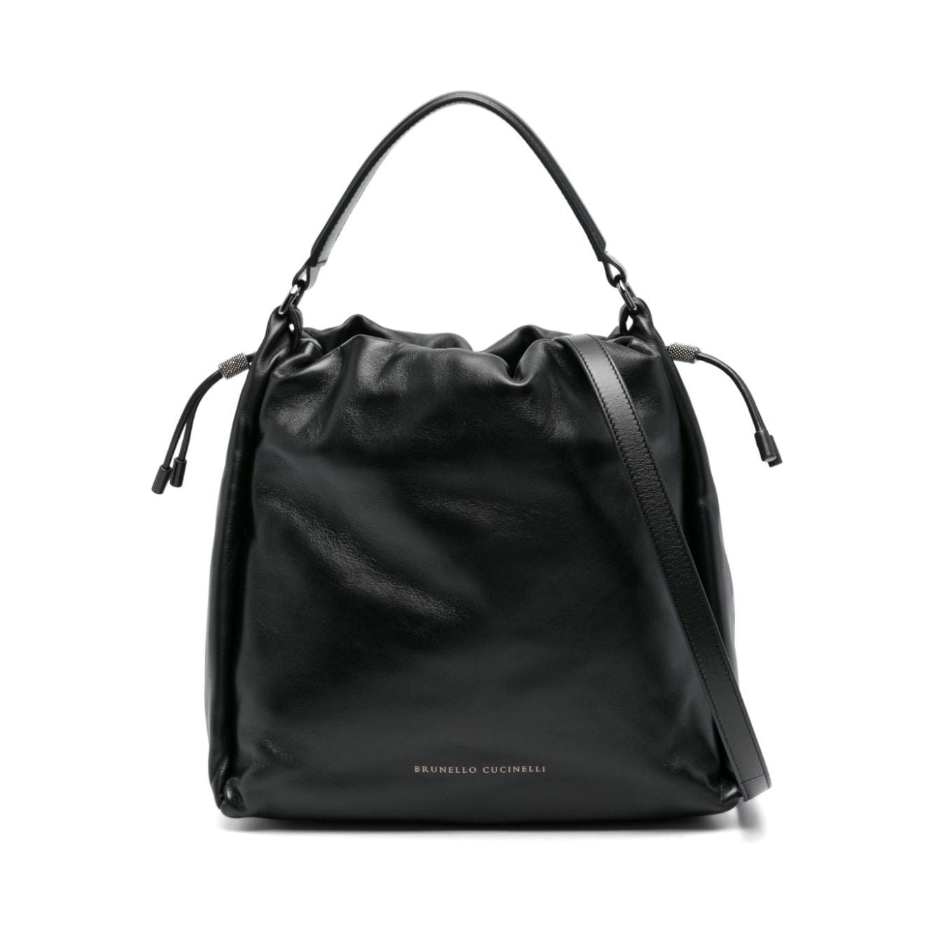 Brunello Cucinelli Mellow Bucket Leather Bag Black Shoulder Brunello Cucinelli