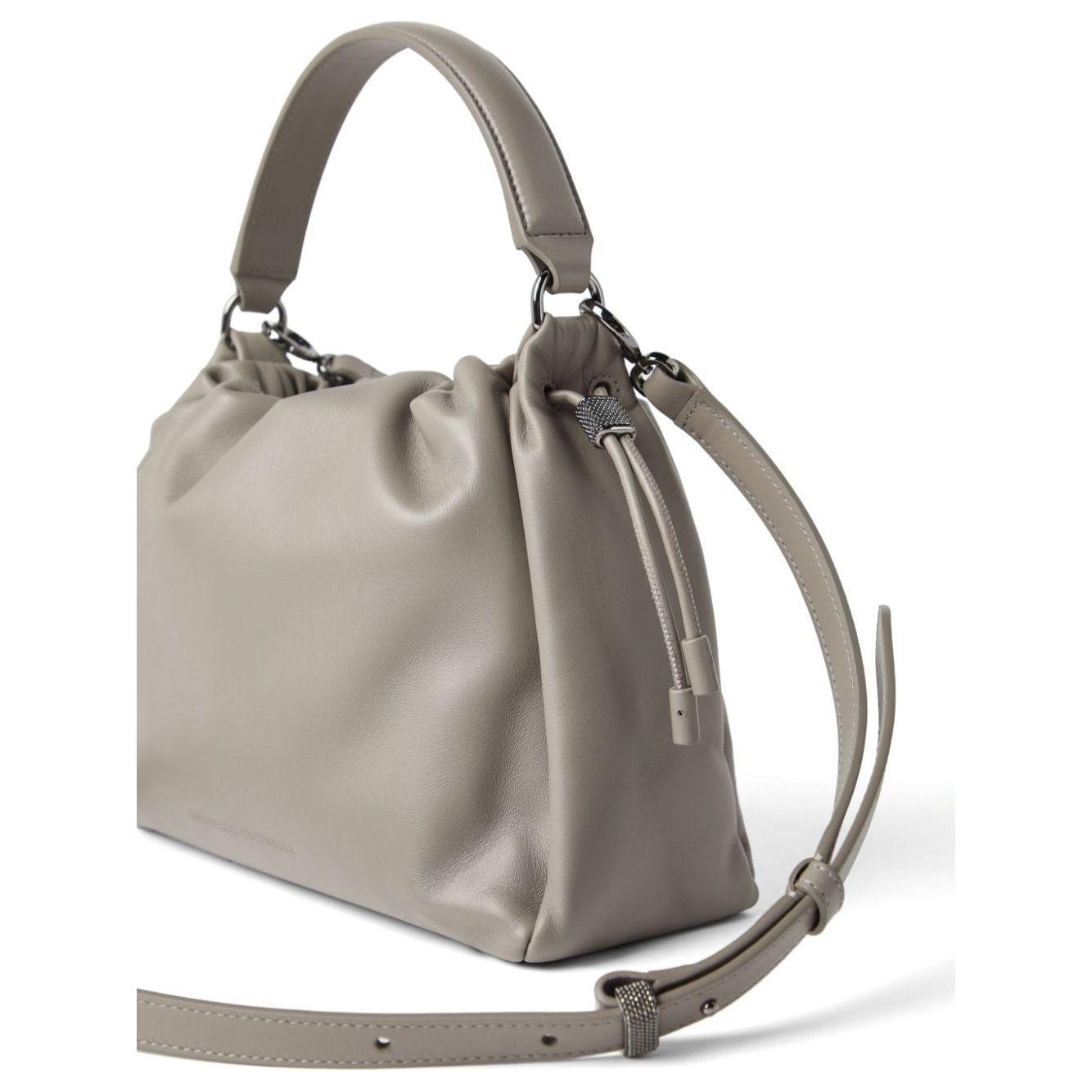 Brunello Cucinelli  calf leather Handbag Dove Grey Handbag Brunello Cucinelli