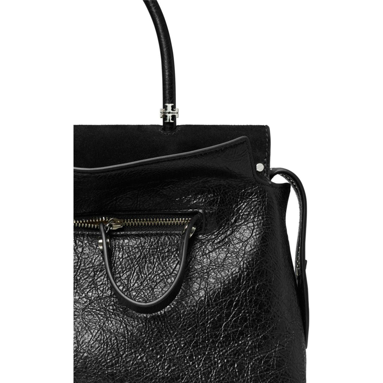 Tory Burch Mercer Distressed Satchel Bag Black Shopper Tory Burch