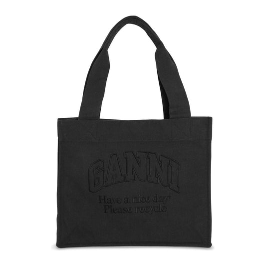 GANNI recycled cotton Toe Bag Black Shopper Ganni