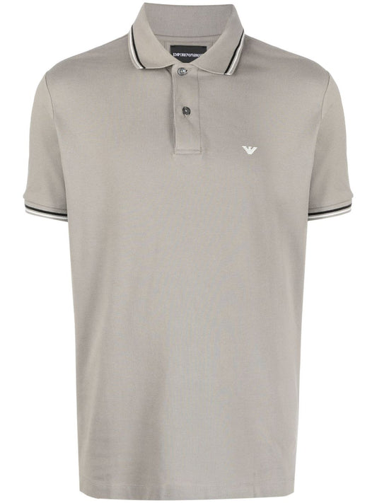 Emporio Armani logo embroidered striped polo shirt