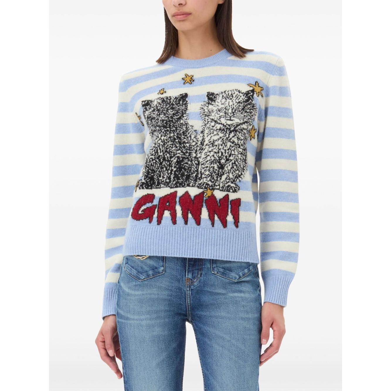 GANNI Sweaters Clear Blue Topwear Ganni