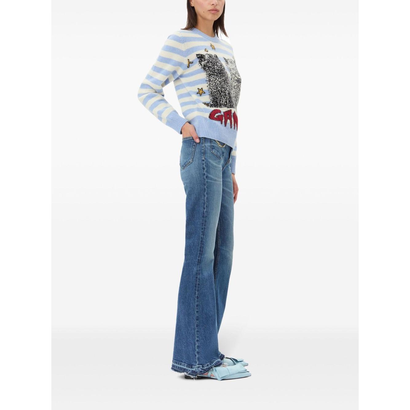 GANNI Sweaters Clear Blue Topwear Ganni