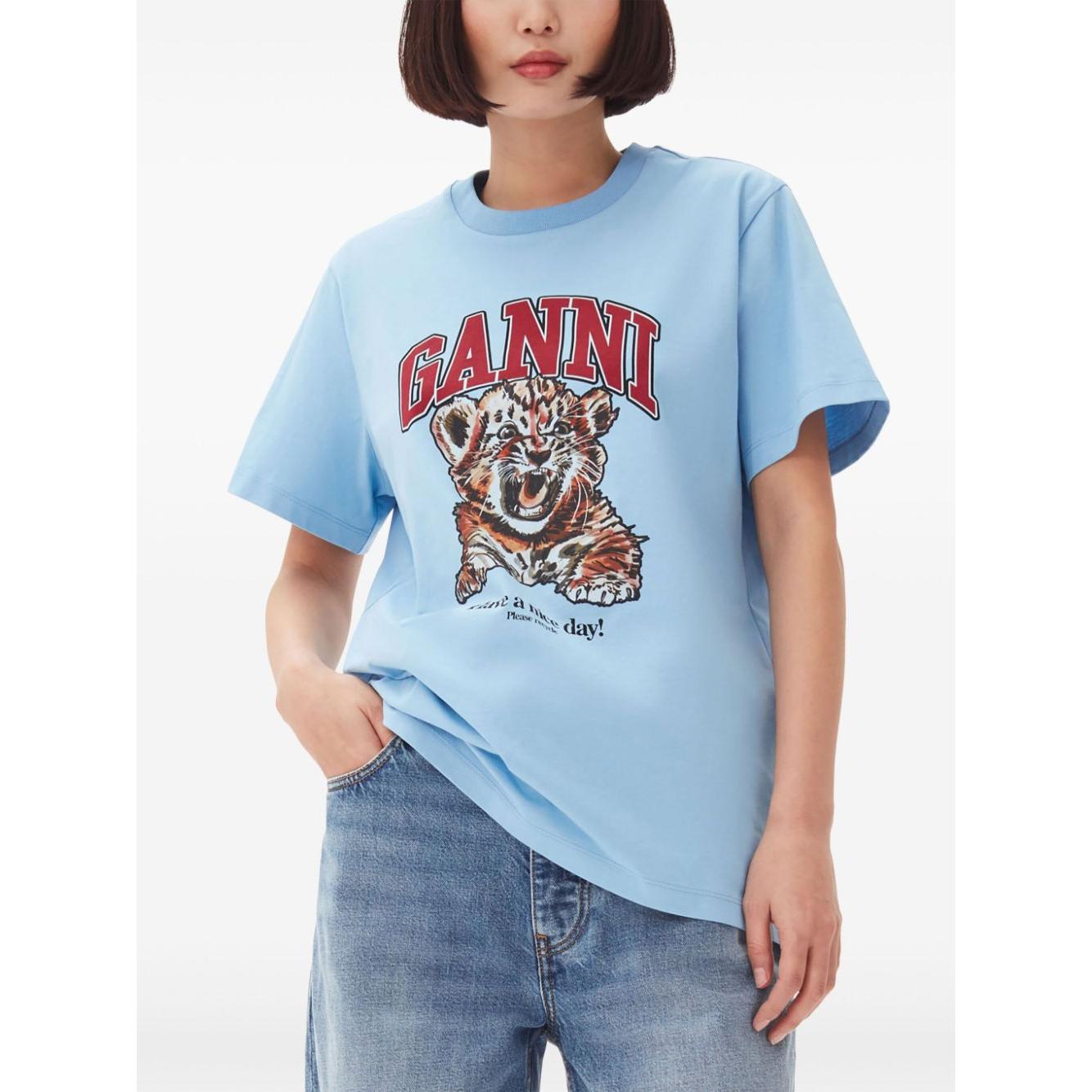 GANNI T-shirts and Polos Clear Blue Topwear Ganni