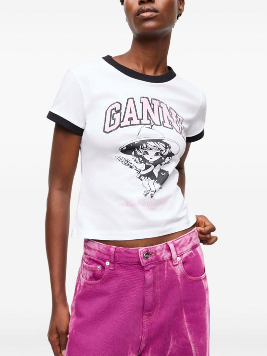 GANNI T-shirts and Polos White Topwear Ganni