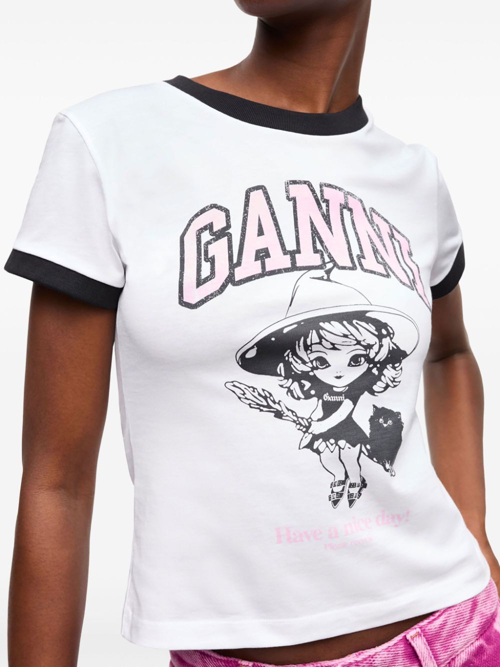 GANNI T-shirts and Polos White Topwear Ganni