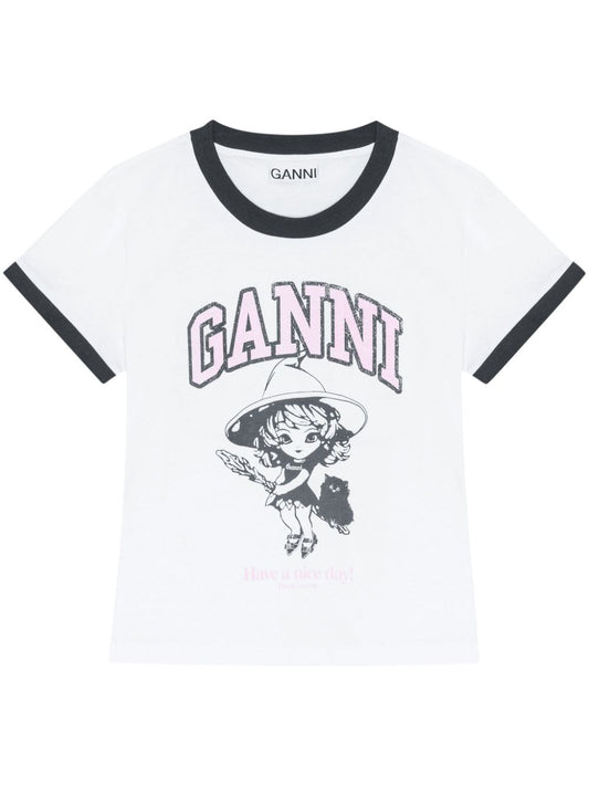 GANNI T-shirts and Polos White Topwear Ganni