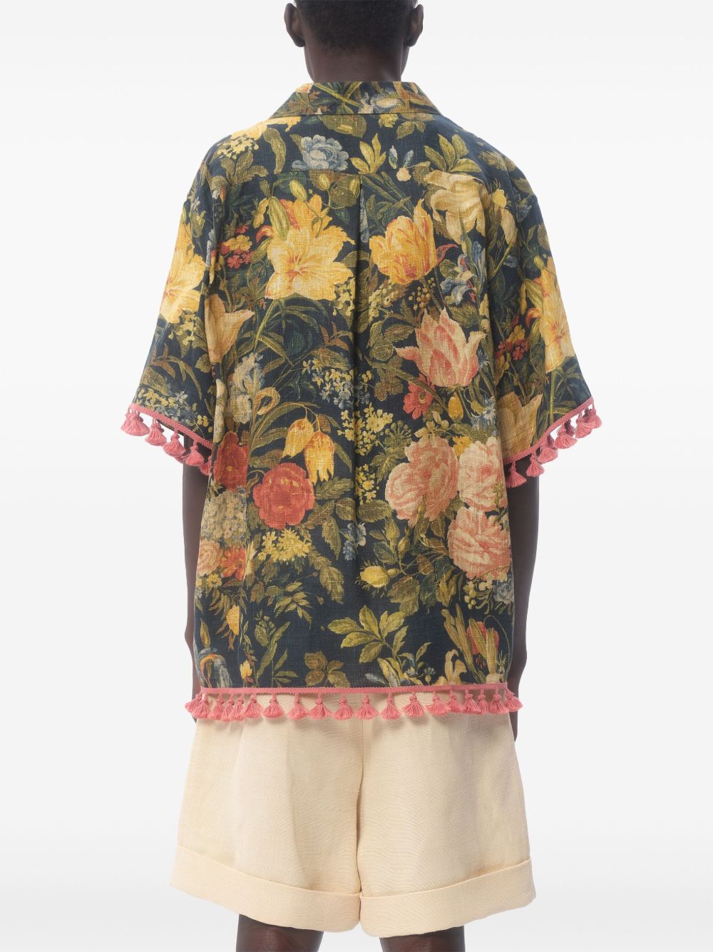 Valentino linen blend bowling shirt with Apres l'hiver print Shirts Valentino