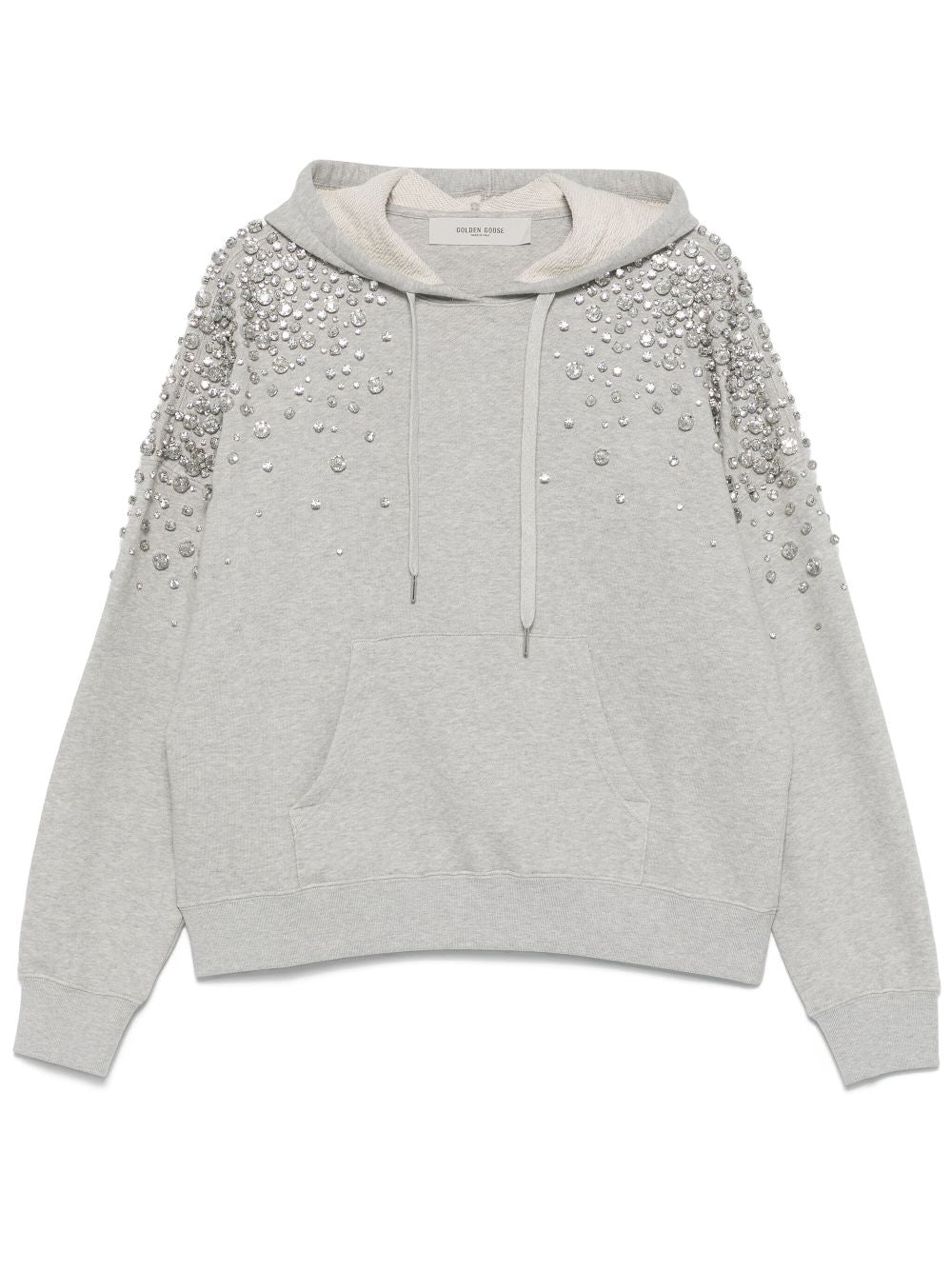 Golden Goose gray hooded sweatshirt with crystal decoration Topwear Golden Goose