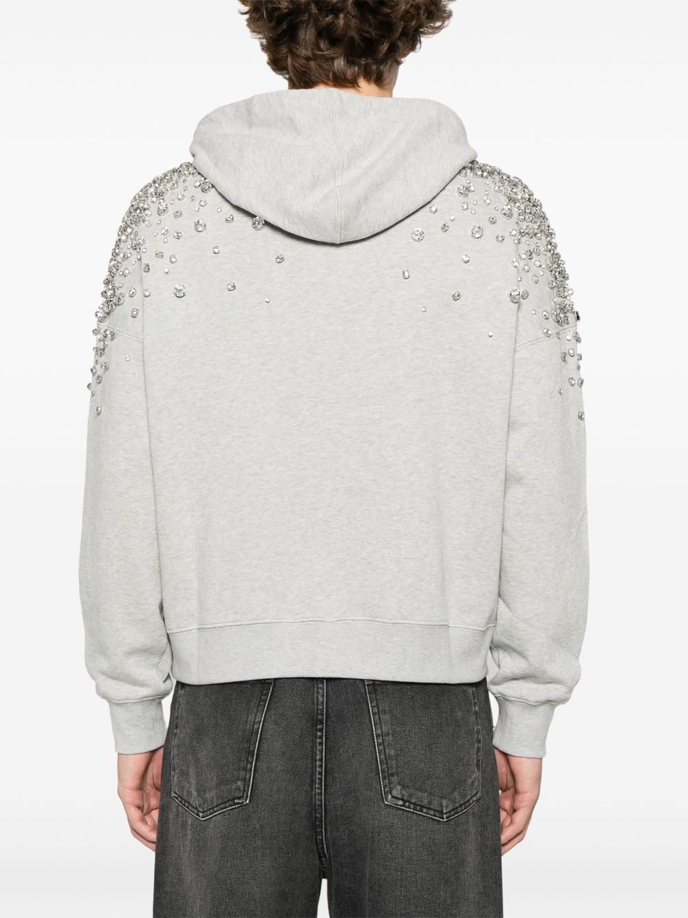 Golden Goose gray hooded sweatshirt with crystal decoration Topwear Golden Goose