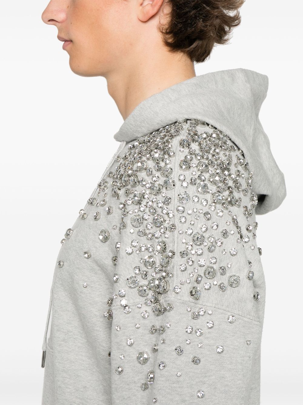 Golden Goose gray hooded sweatshirt with crystal decoration Topwear Golden Goose