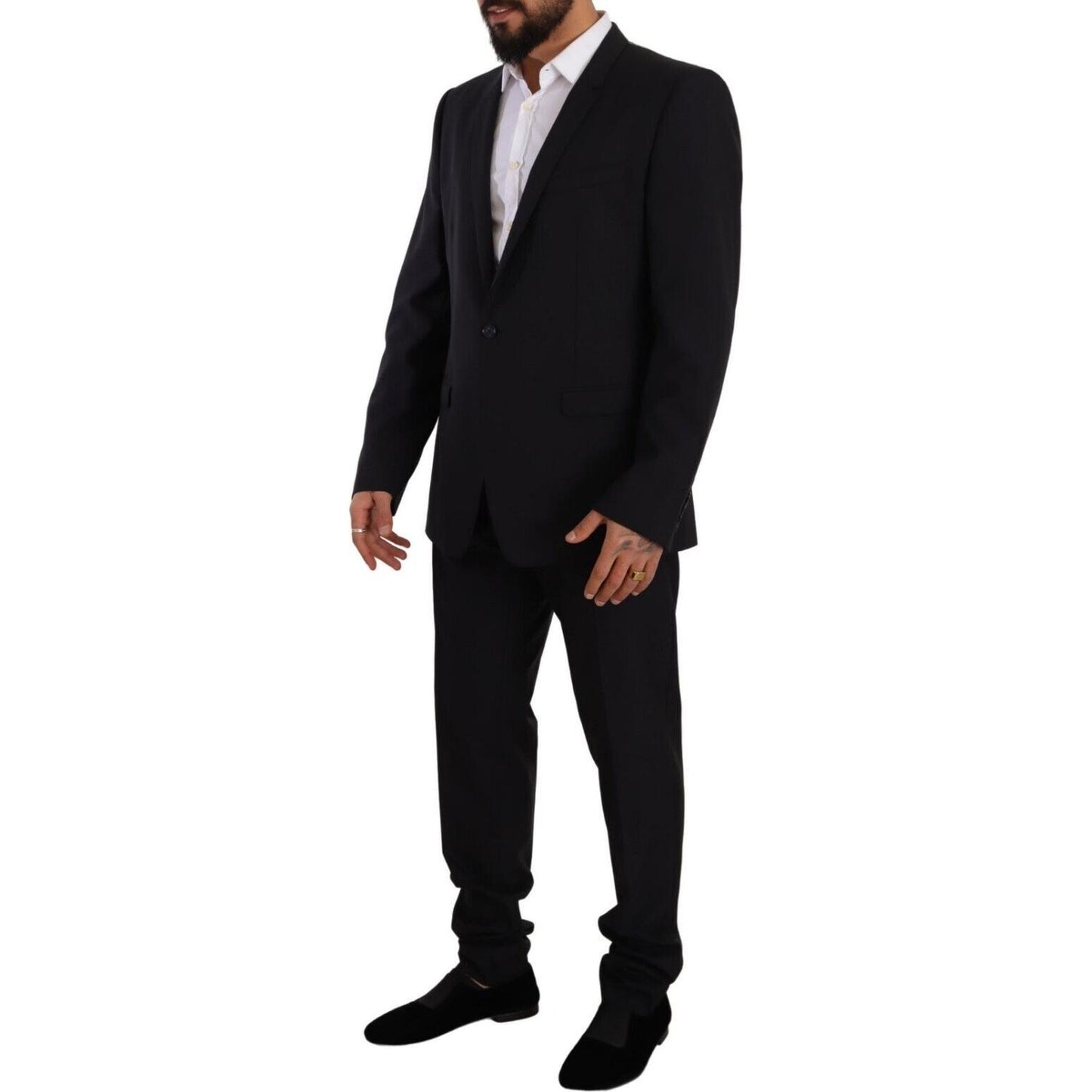 Dolce & Gabbana Elegant Navy Slim Fit Wool Silk Two-Piece Suit Dolce & Gabbana