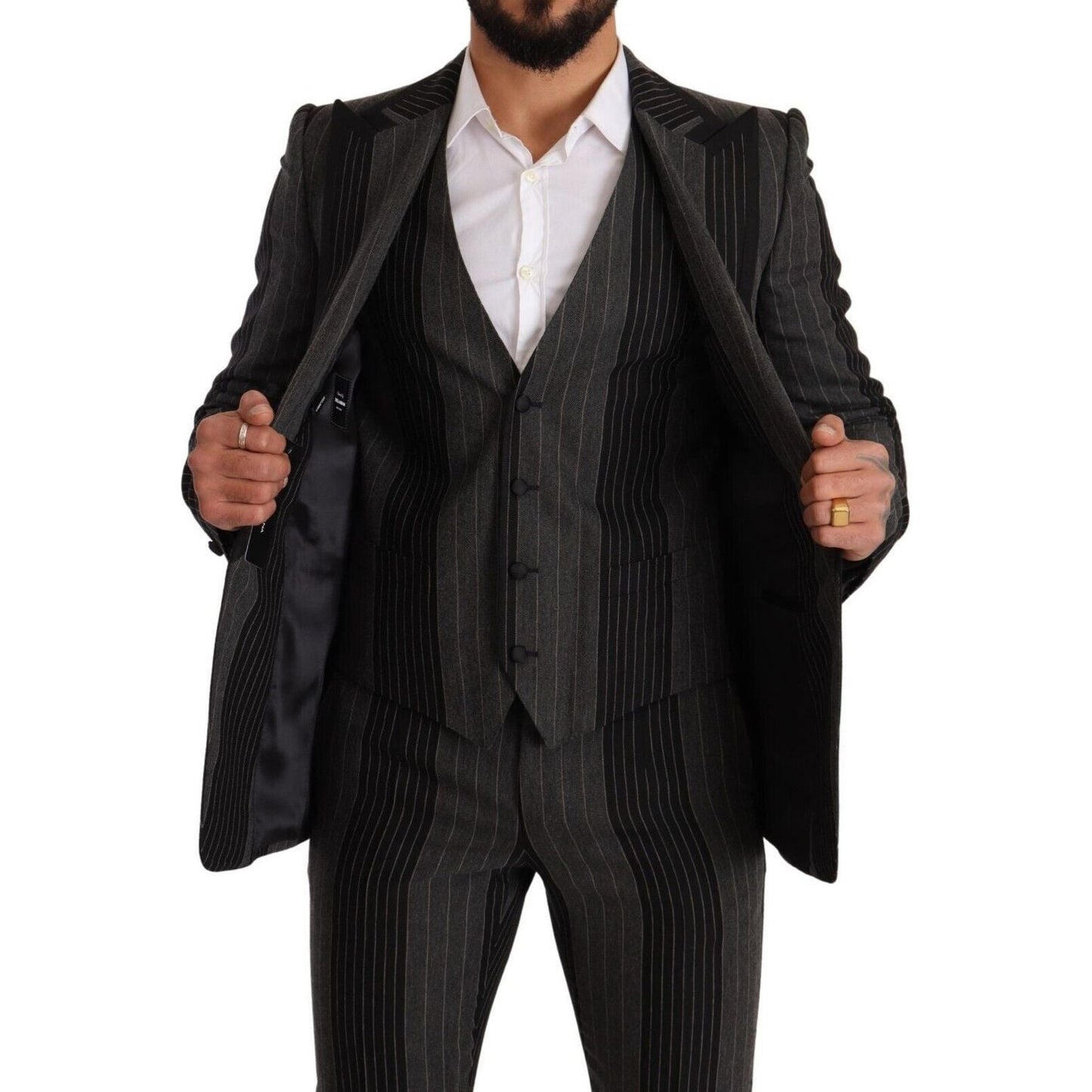 Dolce & Gabbana Elegant Striped Three-Piece Suit Dolce & Gabbana