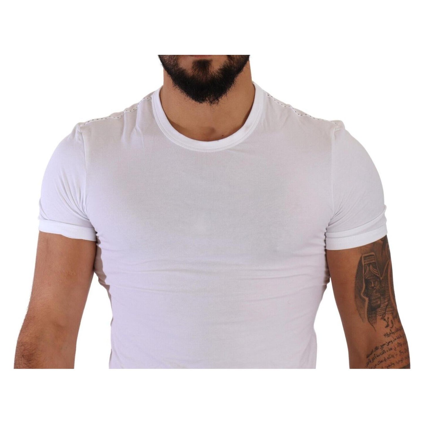 Dolce & Gabbana Elegant White Cotton Blend Round Neck Tee Dolce & Gabbana