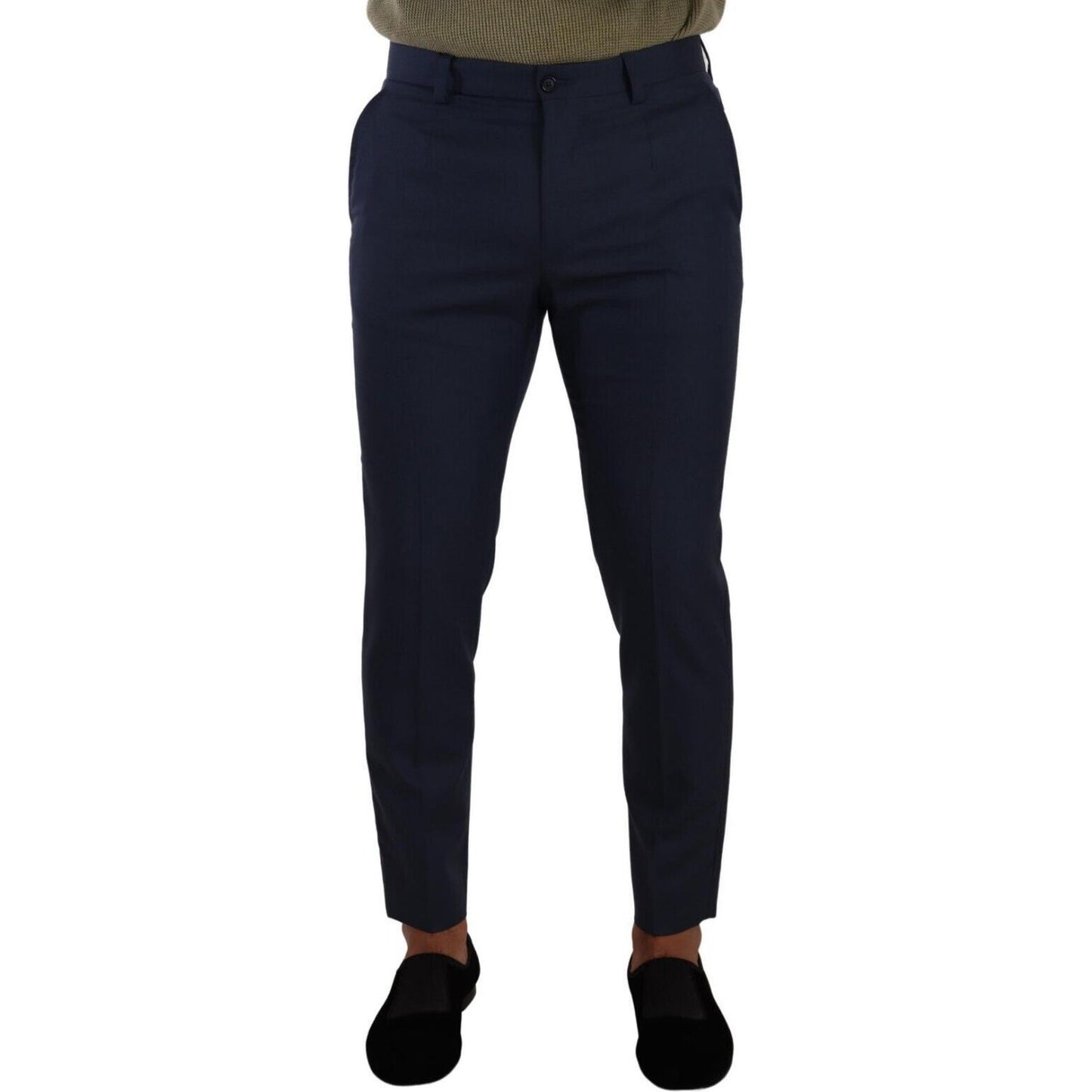 Dolce & Gabbana Elegant Dark Blue Slim-Fit Dress Pants Dolce & Gabbana