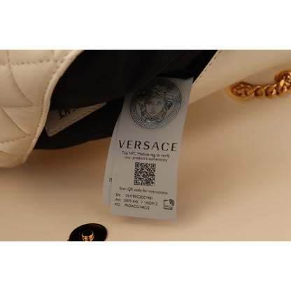 Versace White Nappa Leather Medusa Shoulder Bag
