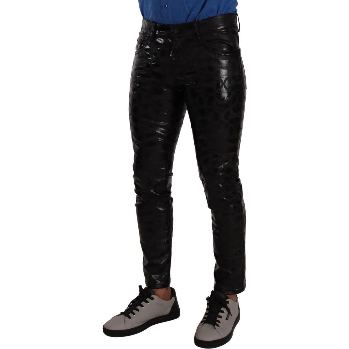 Dolce & Gabbana Elegant Black Logo Skinny Pants Dolce & Gabbana