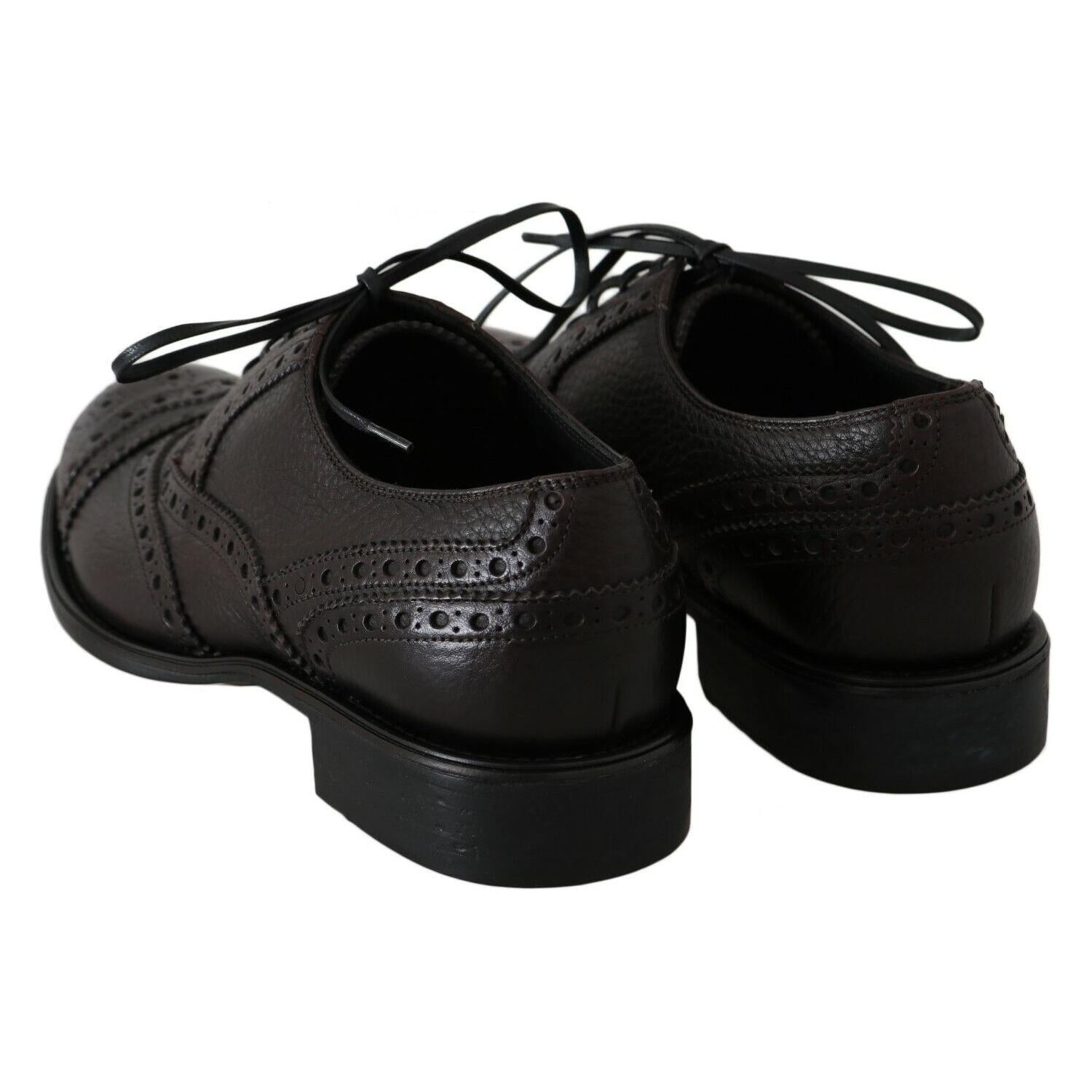 Dolce & Gabbana Brown Leather Wingtip Derby Formal Shoes