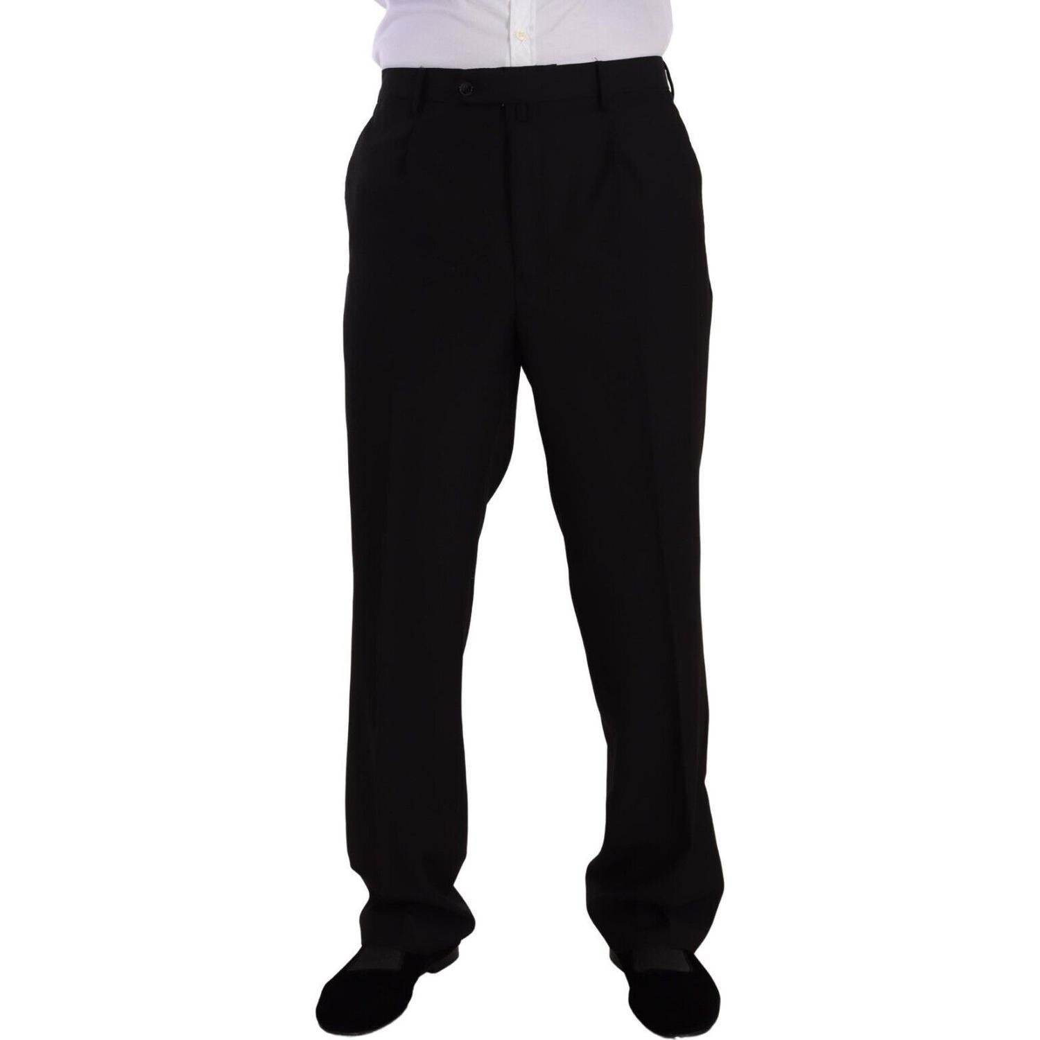 Domenico Tagliente Black Polyester Single Breasted Formal Suit