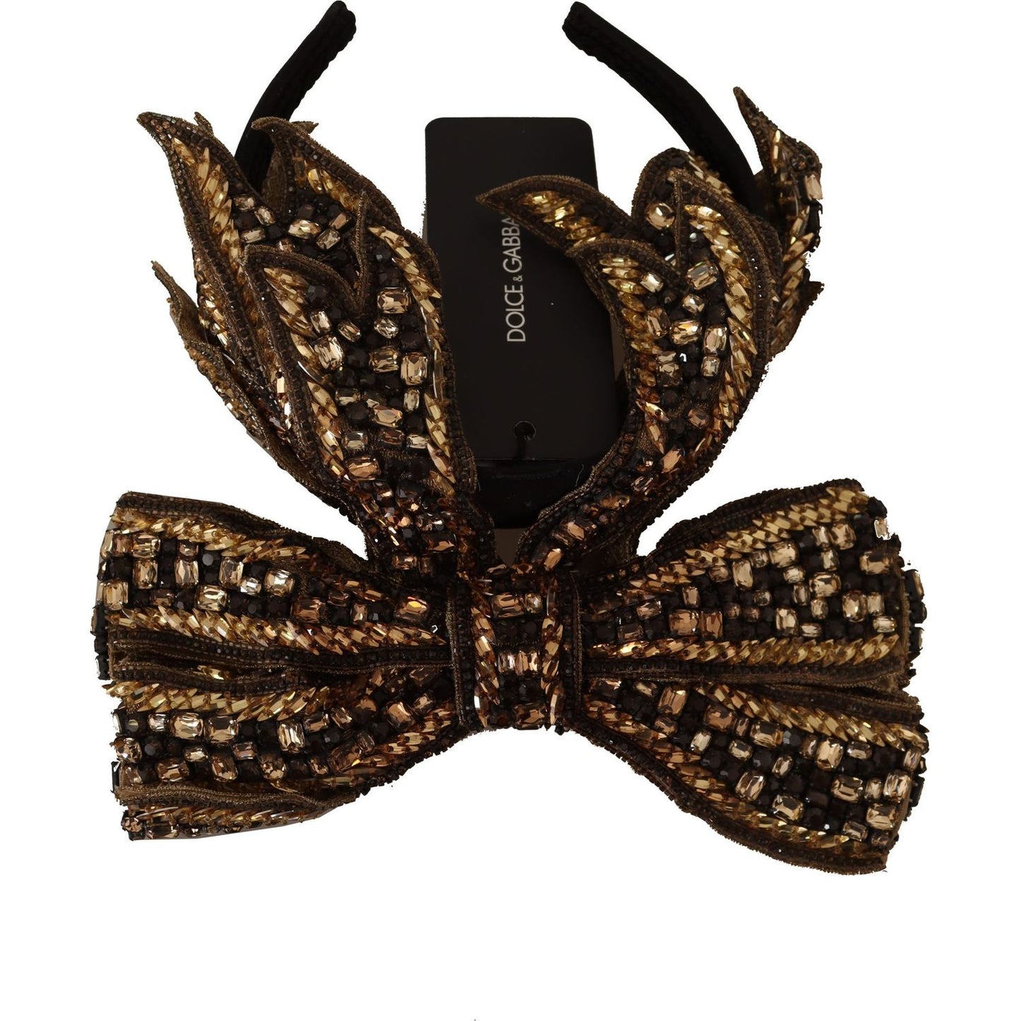 Dolce & Gabbana Elegant Gold Embellished Silk Diadem Dolce & Gabbana