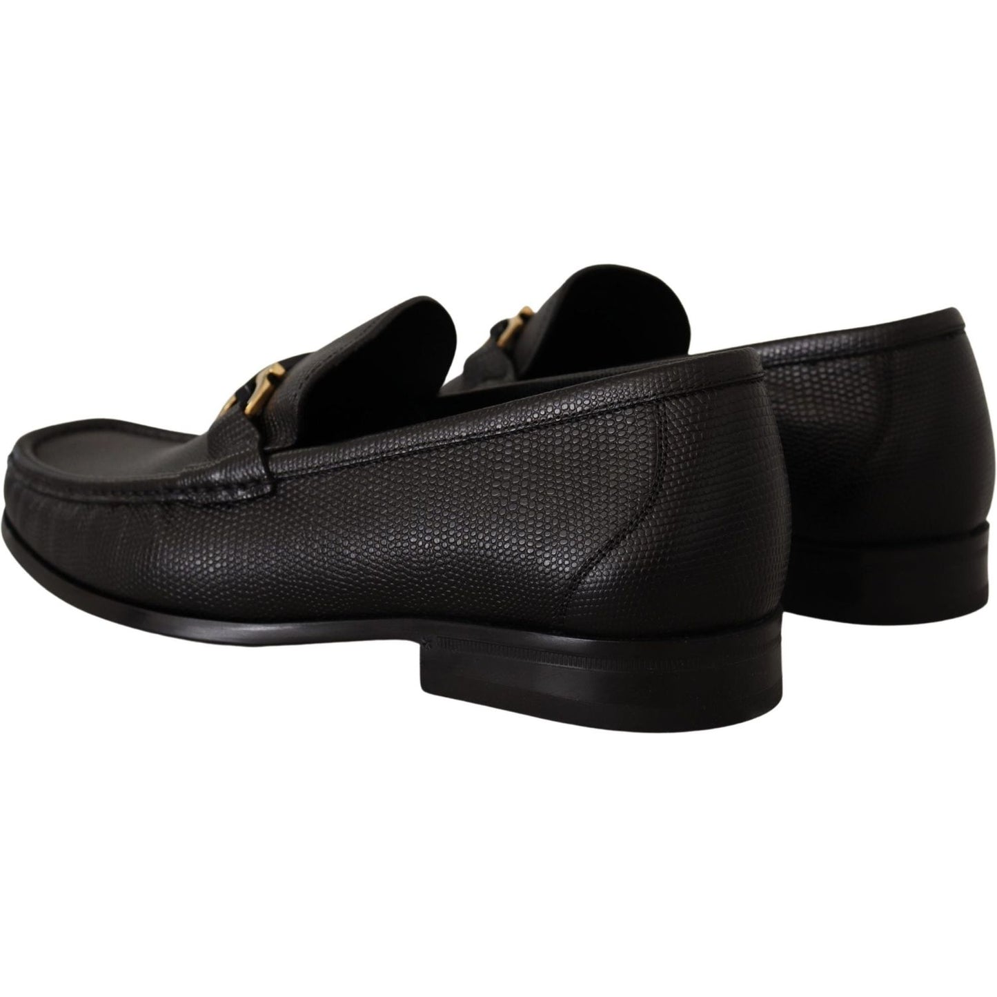 Salvatore Ferragamo Black Calf Leather Moccasins Loafers Shoes Dress Shoes
