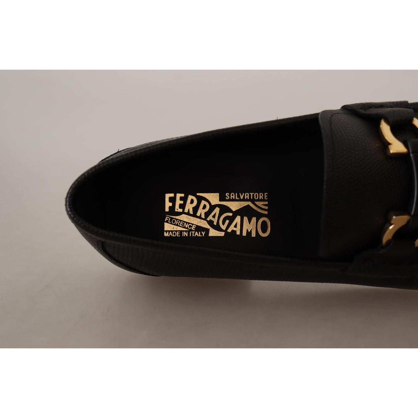Salvatore Ferragamo Black Calf Leather Moccasins Loafers Shoes Dress Shoes