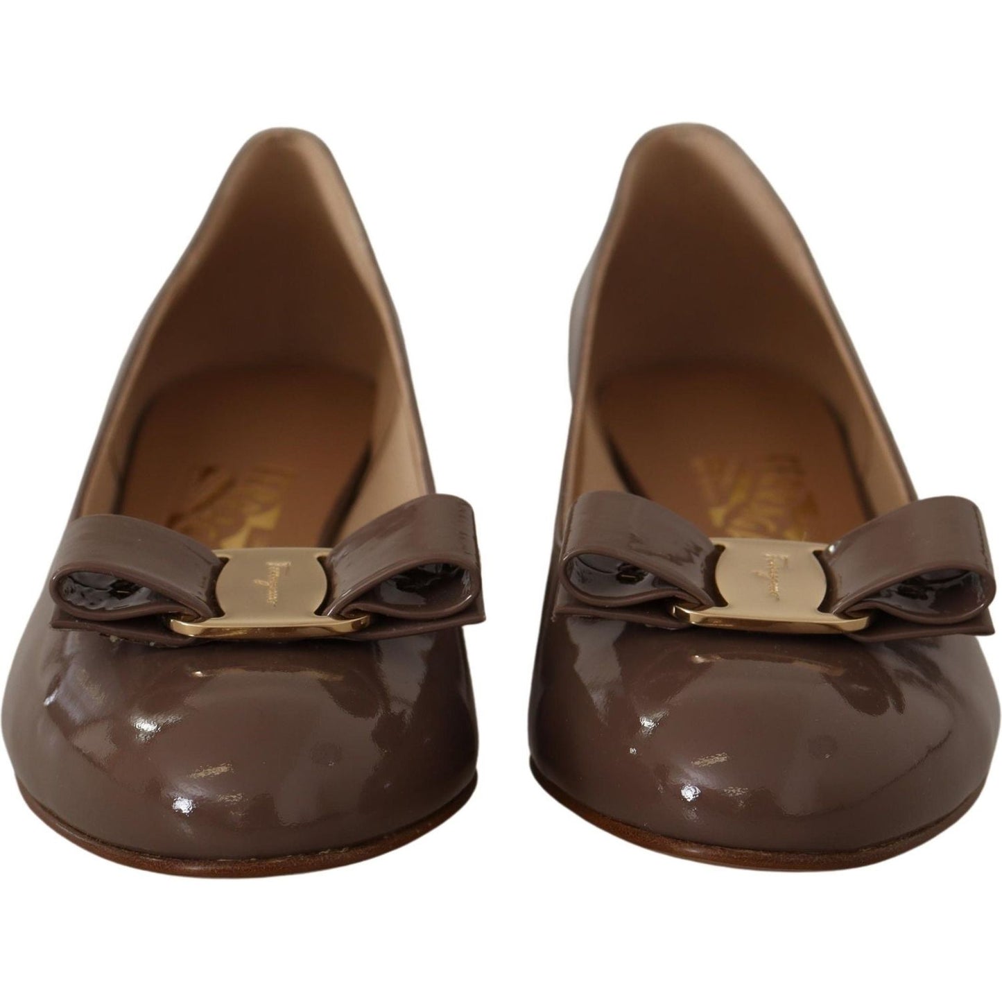 Salvatore Ferragamo Elegant Caraway Brown Pumps with Vara Bow WOMAN PUMPS Salvatore Ferragamo