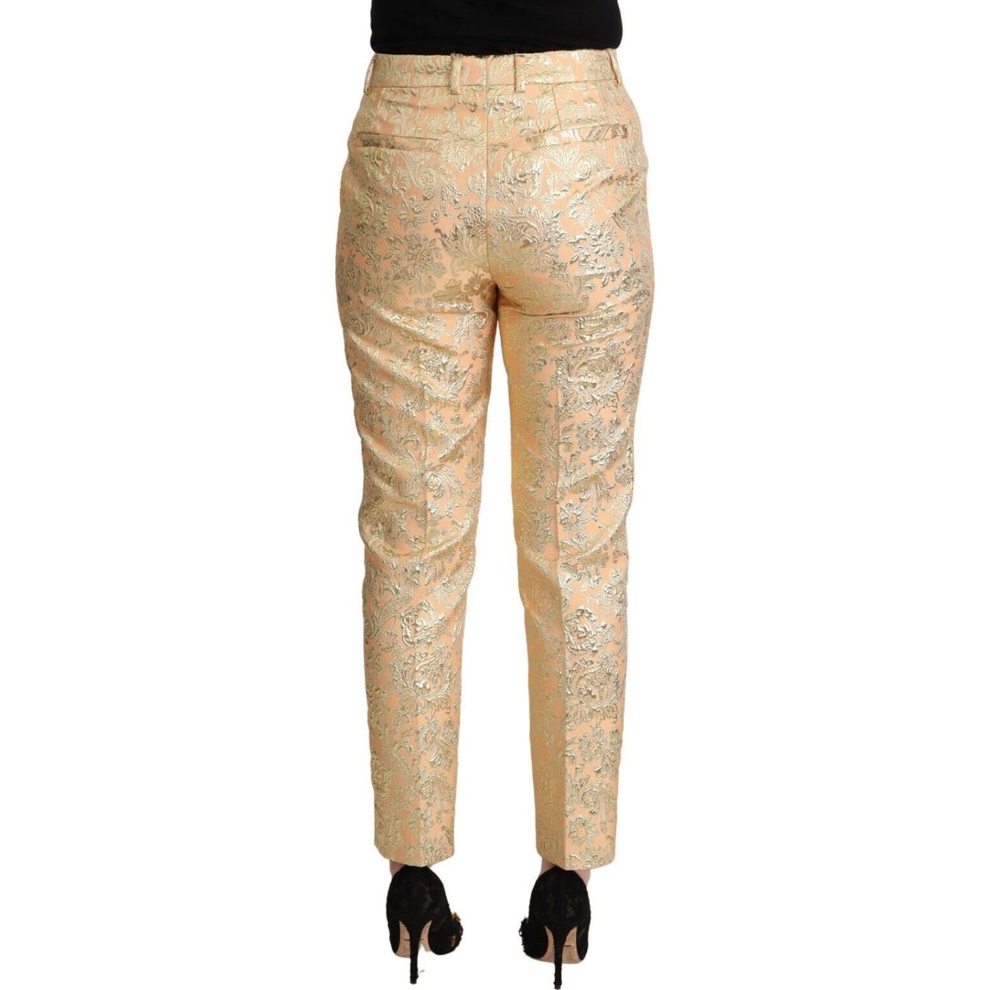 Dolce & Gabbana Elegant High-Waisted Pink Brocade Pants Dolce & Gabbana