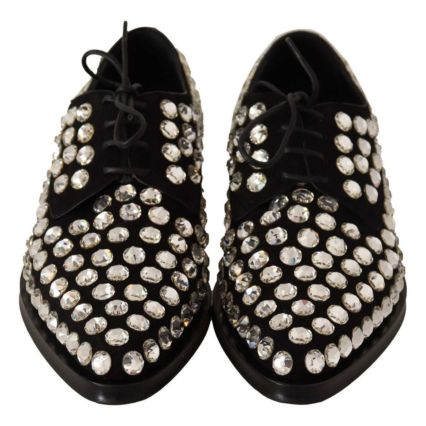 Dolce & Gabbana Elegant Crystal-Embellished Lace-Up Flats Dolce & Gabbana