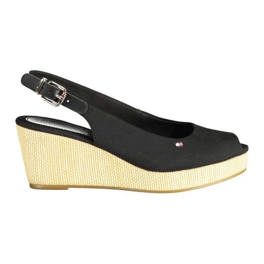 Tommy Hilfiger Black Cotton Women Sandal Tommy Hilfiger