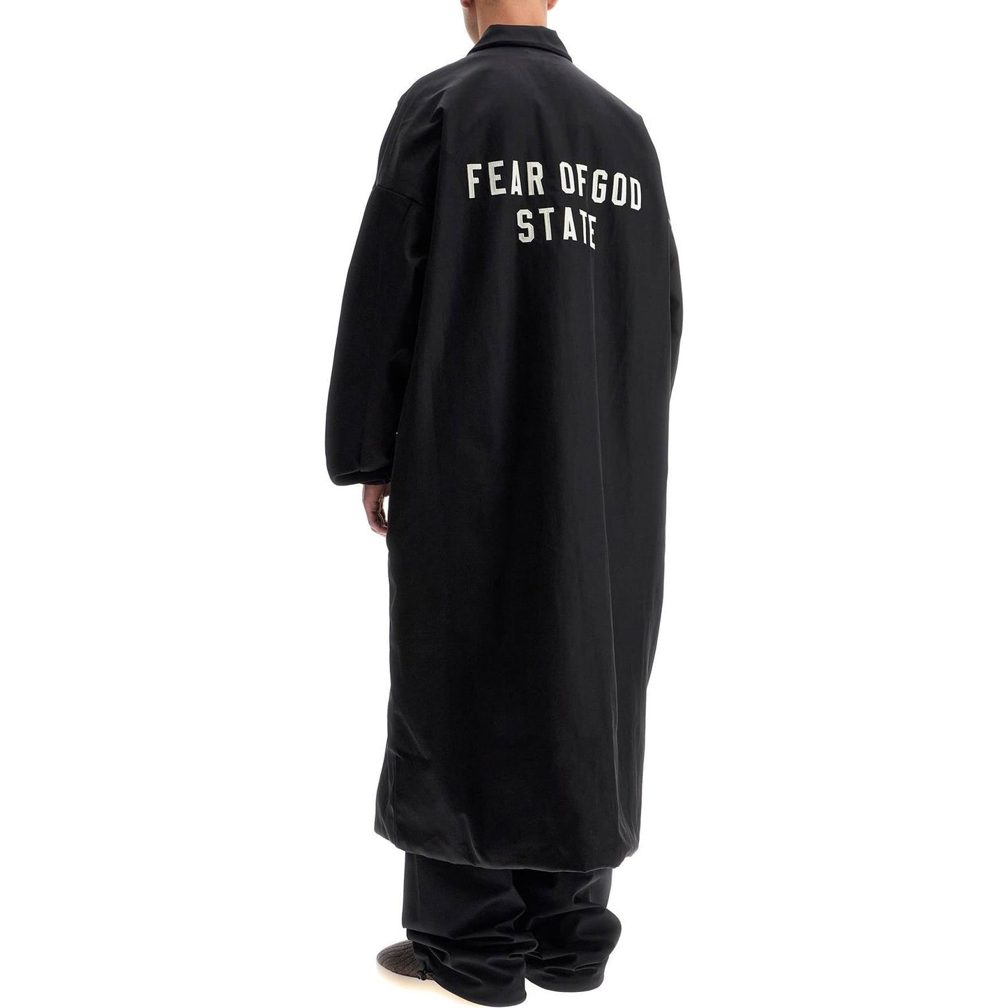 Fear Of God ESSENTIALS long nylon jacket with logo patch. Jackets Fear Of God ESSENTIALS