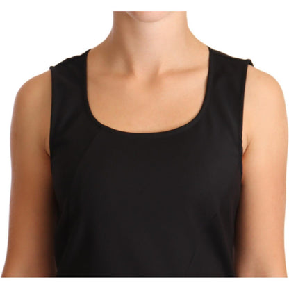 Patrizia Pepe Black Cotton Blend Sleeveless Knee Length Sheath Dress
