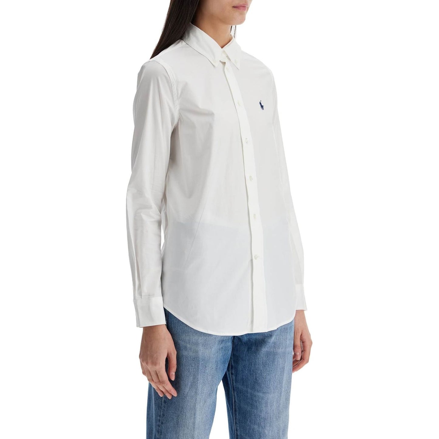 Polo Ralph Lauren white slim fit cotton shirt for women with long sleeves Topwear Polo Ralph Lauren