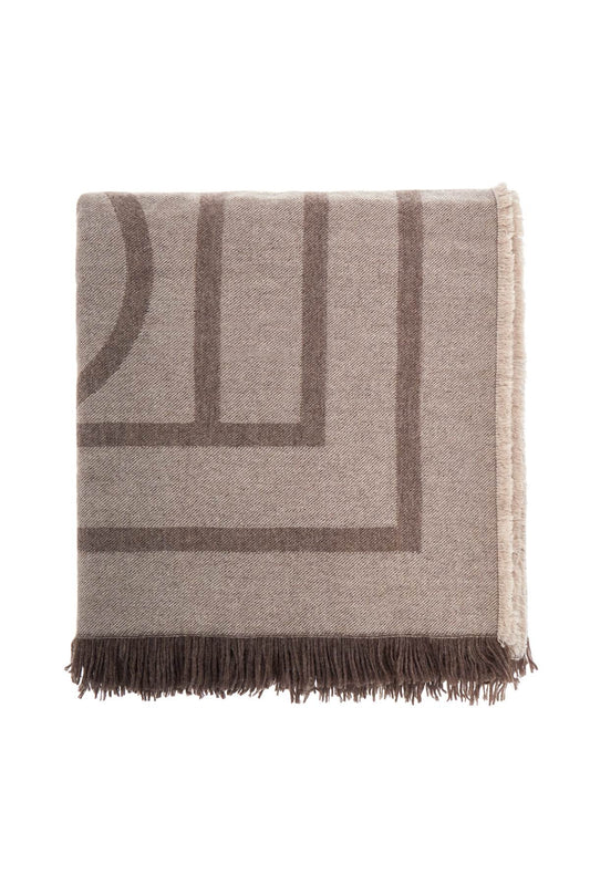 Toteme tobacco monogram wool and cashmere scarf with fringes Scarves Hats & Gloves Toteme