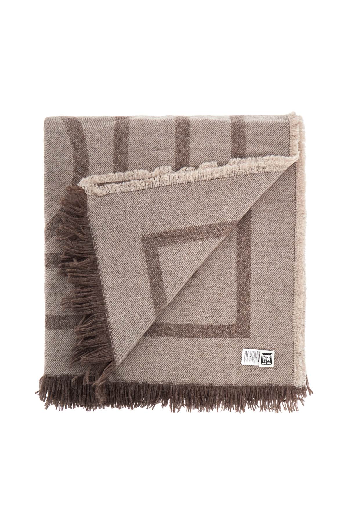 Toteme tobacco monogram wool and cashmere scarf with fringes Scarves Hats & Gloves Toteme