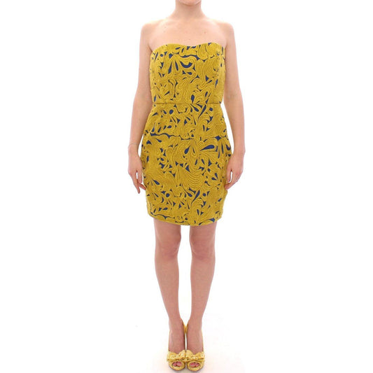 Sachin & Babi Blue Yellow Strapless Bubble Mini Shift Dress